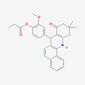 molecular formula C29H29NO4 B3066782 7,10,11,12-Tetrahydro-7-[3-methoxy-4-(1-oxopropoxy)phenyl]-10,10-dimethyl-Benz[c]acridin-8(9H)-one CAS No. 893772-47-9