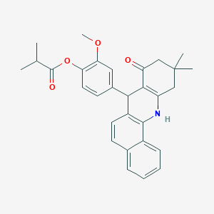 molecular formula C30H31NO4 B3066788 7,10,11,12-Tetrahydro-7-[3-methoxy-4-(1-oxoisobutoxy)phenyl]-10,10-dimethyl-Benz[c]acridin-8(9H)-one CAS No. 893772-52-6