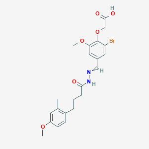 molecular formula C22H25BrN2O6 B306691 (2-Bromo-6-methoxy-4-{2-[4-(4-methoxy-2-methylphenyl)butanoyl]carbohydrazonoyl}phenoxy)acetic acid 