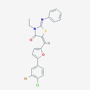 (2E,5E)-5-{[5-(3-bromo-4-chlorophenyl)furan-2-yl]methylidene}-3-ethyl-2-(phenylimino)-1,3-thiazolidin-4-one