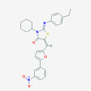 molecular formula C28H27N3O4S B306694 3-Cyclohexyl-2-[(4-ethylphenyl)imino]-5-[(5-{3-nitrophenyl}-2-furyl)methylene]-1,3-thiazolidin-4-one 