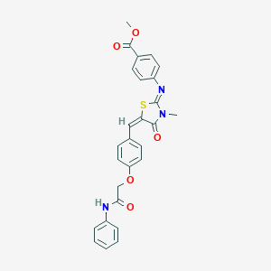 molecular formula C27H23N3O5S B306701 Methyl 4-({5-[4-(2-anilino-2-oxoethoxy)benzylidene]-3-methyl-4-oxo-1,3-thiazolidin-2-ylidene}amino)benzoate 