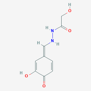 molecular formula C9H10N2O4 B306711 2-hydroxy-N'-[(E)-(3-hydroxy-4-oxocyclohexa-2,5-dien-1-ylidene)methyl]acetohydrazide 