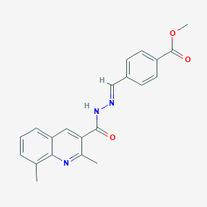 molecular formula C21H19N3O3 B306716 Methyl 4-{2-[(2,8-dimethyl-3-quinolinyl)carbonyl]carbohydrazonoyl}benzoate 