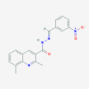 molecular formula C19H16N4O3 B306720 N'-{3-nitrobenzylidene}-2,8-dimethyl-3-quinolinecarbohydrazide 