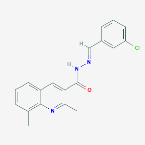 molecular formula C19H16ClN3O B306722 N'-(3-chlorobenzylidene)-2,8-dimethyl-3-quinolinecarbohydrazide 