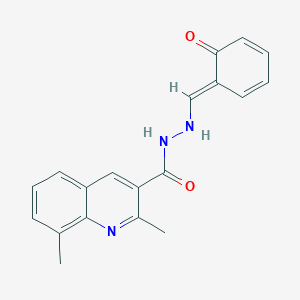 2,8-dimethyl-N'-[(E)-(6-oxocyclohexa-2,4-dien-1-ylidene)methyl]quinoline-3-carbohydrazide