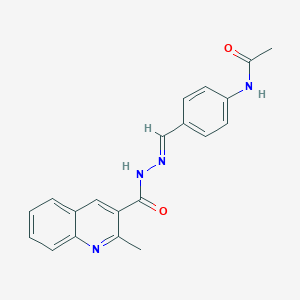 molecular formula C20H18N4O2 B306727 N-(4-{2-[(2-methyl-3-quinolinyl)carbonyl]carbohydrazonoyl}phenyl)acetamide 