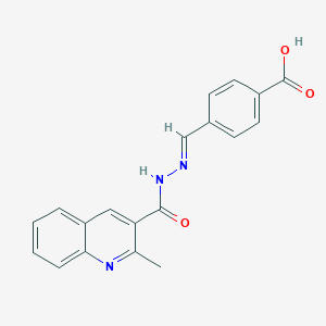 molecular formula C19H15N3O3 B306734 4-[(E)-{2-[(2-methylquinolin-3-yl)carbonyl]hydrazinylidene}methyl]benzoic acid 