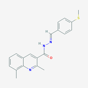 molecular formula C20H19N3OS B306744 2,8-dimethyl-N'-[4-(methylsulfanyl)benzylidene]-3-quinolinecarbohydrazide 