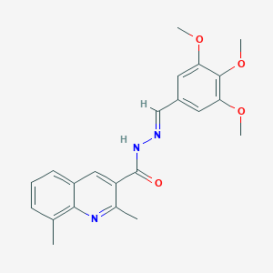 molecular formula C22H23N3O4 B306746 2,8-dimethyl-N'-(3,4,5-trimethoxybenzylidene)-3-quinolinecarbohydrazide 