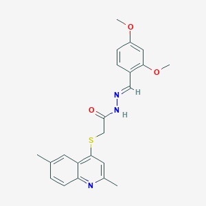 molecular formula C22H23N3O3S B306752 N'-(2,4-dimethoxybenzylidene)-2-[(2,6-dimethyl-4-quinolinyl)sulfanyl]acetohydrazide 