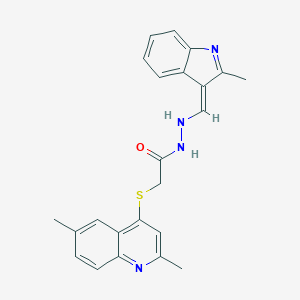 molecular formula C23H22N4OS B306755 2-(2,6-dimethylquinolin-4-yl)sulfanyl-N'-[(E)-(2-methylindol-3-ylidene)methyl]acetohydrazide 