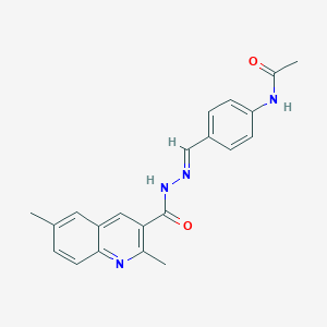 molecular formula C21H20N4O2 B306757 N-(4-{2-[(2,6-dimethyl-3-quinolinyl)carbonyl]carbohydrazonoyl}phenyl)acetamide 