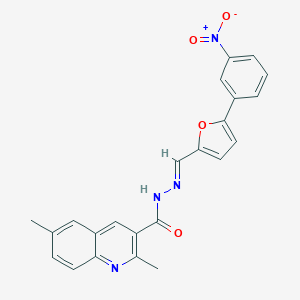 molecular formula C23H18N4O4 B306759 N'-[(5-{3-nitrophenyl}-2-furyl)methylene]-2,6-dimethyl-3-quinolinecarbohydrazide 