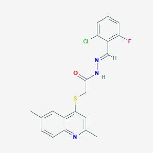 molecular formula C20H17ClFN3OS B306770 N'-(2-chloro-6-fluorobenzylidene)-2-[(2,6-dimethyl-4-quinolinyl)sulfanyl]acetohydrazide 