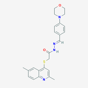 molecular formula C24H26N4O2S B306771 2-[(2,6-dimethyl-4-quinolinyl)sulfanyl]-N'-[4-(4-morpholinyl)benzylidene]acetohydrazide 