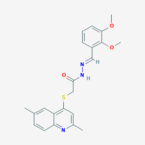 molecular formula C22H23N3O3S B306773 N'-(2,3-dimethoxybenzylidene)-2-[(2,6-dimethyl-4-quinolinyl)sulfanyl]acetohydrazide 