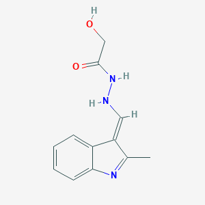 molecular formula C12H13N3O2 B306776 2-hydroxy-N'-[(E)-(2-methylindol-3-ylidene)methyl]acetohydrazide 