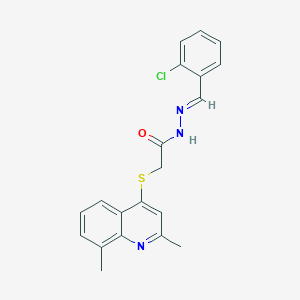 molecular formula C20H18ClN3OS B306783 N'-(2-chlorobenzylidene)-2-[(2,8-dimethyl-4-quinolinyl)sulfanyl]acetohydrazide 