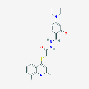 N'-[(E)-[4-(diethylamino)-6-oxocyclohexa-2,4-dien-1-ylidene]methyl]-2-(2,8-dimethylquinolin-4-yl)sulfanylacetohydrazide