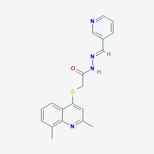 molecular formula C19H18N4OS B306787 2-[(2,8-dimethyl-4-quinolinyl)sulfanyl]-N'-(3-pyridinylmethylene)acetohydrazide 