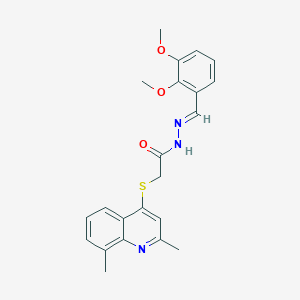 molecular formula C22H23N3O3S B306788 N'-(2,3-dimethoxybenzylidene)-2-[(2,8-dimethyl-4-quinolinyl)sulfanyl]acetohydrazide 