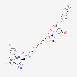 molecular formula C48H58ClN9O7S3 B3067984 (2S,4R)-1-((R)-14-acetamido-1-((S)-4-(4-chlorophenyl)-2,3,9-trimethyl-6H-thieno[3,2-f][1,2,4]triazolo[4,3-a][1,4]diazepin-6-yl)-13,13-dimethyl-2-oxo-6,9-dioxa-12-thia-3-azapentadecan-15-oyl)-4-hydroxy-N-(4-(4-methylthiazol-5-yl)benzyl)pyrrolidine-2-carboxamide CAS No. 2098836-50-9