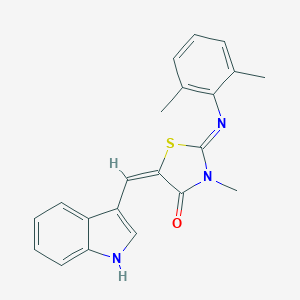 molecular formula C21H19N3OS B306804 (5E)-2-(2,6-dimethylphenyl)imino-5-(1H-indol-3-ylmethylidene)-3-methyl-1,3-thiazolidin-4-one 