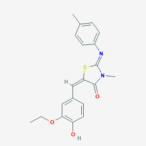molecular formula C20H20N2O3S B306806 (2E,5E)-5-(3-ethoxy-4-hydroxybenzylidene)-3-methyl-2-[(4-methylphenyl)imino]-1,3-thiazolidin-4-one 