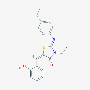 molecular formula C20H20N2O2S B306808 (2E,5E)-3-ethyl-2-[(4-ethylphenyl)imino]-5-(2-hydroxybenzylidene)-1,3-thiazolidin-4-one 