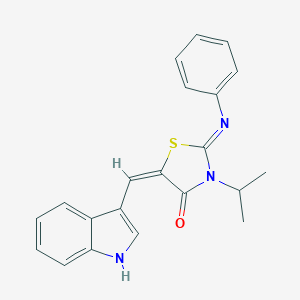 molecular formula C21H19N3OS B306809 (5E)-5-(1H-indol-3-ylmethylidene)-2-phenylimino-3-propan-2-yl-1,3-thiazolidin-4-one 