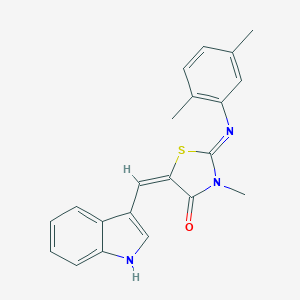 molecular formula C21H19N3OS B306811 (5E)-2-(2,5-dimethylphenyl)imino-5-(1H-indol-3-ylmethylidene)-3-methyl-1,3-thiazolidin-4-one 