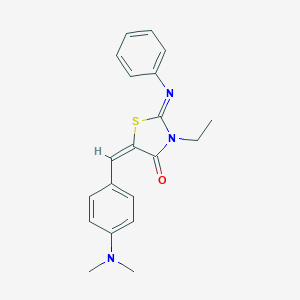 molecular formula C20H21N3OS B306816 5-[4-(Dimethylamino)benzylidene]-3-ethyl-2-(phenylimino)-1,3-thiazolidin-4-one 