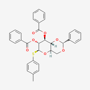 molecular formula C34H30O7S B3068202 (2R,4AR,6S,7R,8S,8aR)-2-phenyl-6-(p-tolylthio)hexahydropyrano[3,2-d][1,3]dioxine-7,8-diyl dibenzoate CAS No. 323195-40-0
