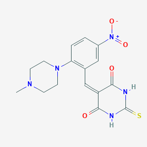 molecular formula C16H17N5O4S B306825 5-[2-(4-methylpiperazin-1-yl)-5-nitrobenzylidene]-2-thioxodihydropyrimidine-4,6(1H,5H)-dione 