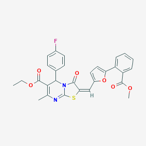 ethyl 5-(4-fluorophenyl)-2-({5-[2-(methoxycarbonyl)phenyl]-2-furyl}methylene)-7-methyl-3-oxo-2,3-dihydro-5H-[1,3]thiazolo[3,2-a]pyrimidine-6-carboxylate