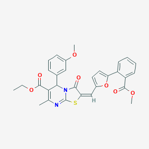 ethyl 2-({5-[2-(methoxycarbonyl)phenyl]-2-furyl}methylene)-5-(3-methoxyphenyl)-7-methyl-3-oxo-2,3-dihydro-5H-[1,3]thiazolo[3,2-a]pyrimidine-6-carboxylate