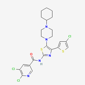 5,6-Dichloro-N-(4-(4-chlorothiophen-2-yl)-5-(4-cyclohexylpiperazin-1-yl)thiazol-2-yl)nicotinamide