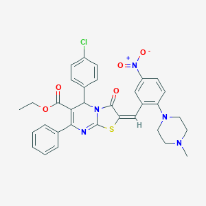 ethyl 5-(4-chlorophenyl)-2-[5-nitro-2-(4-methyl-1-piperazinyl)benzylidene]-3-oxo-7-phenyl-2,3-dihydro-5H-[1,3]thiazolo[3,2-a]pyrimidine-6-carboxylate
