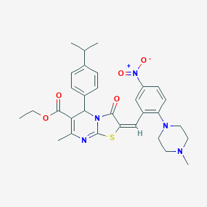 molecular formula C31H35N5O5S B306886 ethyl 2-[5-nitro-2-(4-methyl-1-piperazinyl)benzylidene]-5-(4-isopropylphenyl)-7-methyl-3-oxo-2,3-dihydro-5H-[1,3]thiazolo[3,2-a]pyrimidine-6-carboxylate 