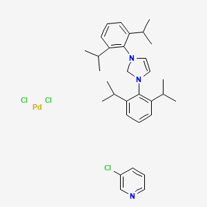 molecular formula C32H42Cl3N3Pd B3068946 [1,3-双(2,6-二异丙苯基)咪唑-2-亚甲基](3-氯吡啶基)二氯化钯(II) CAS No. 927706-57-8