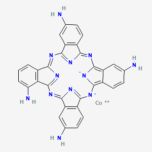 molecular formula C32H20CoN12 B3069255 Cobalt(2+);2,11,20,29,38,40-hexaza-37,39-diazanidanonacyclo[28.6.1.13,10.112,19.121,28.04,9.013,18.022,27.031,36]tetraconta-1,3(40),4(9),5,7,10,12,14,16,18,20,22(27),23,25,28(38),29,31(36),32,34-nonadecaene-5,15,24,34-tetramine CAS No. 27680-31-5