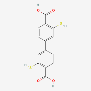 molecular formula C14H10O4S2 B3069286 3,3'-Dimercapto-[1,1'-biphenyl]-4,4'-dicarboxylic acid CAS No. 343228-20-6