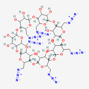 molecular formula C42H63N21O28 B3069353 (1S,3R,6S,8R,11S,13S,16S,18R,21S,23R,26S,28R,31S,33R)-5,10,15,20,25,30,35-七(叠氮甲基)-2,4,7,9,12,14,17,19,22,24,27,29,32,34-十四氧八环[31.2.2.23,6.28,11.213,16.218,21.223,26.228,31]壬四十八烷-36,37,38,39,40,41,42,43,44,45,46,47,48,49-十四醇 CAS No. 53958-47-7