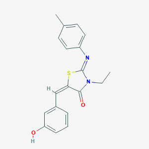 molecular formula C19H18N2O2S B306937 (2E,5E)-3-ethyl-5-(3-hydroxybenzylidene)-2-[(4-methylphenyl)imino]-1,3-thiazolidin-4-one 
