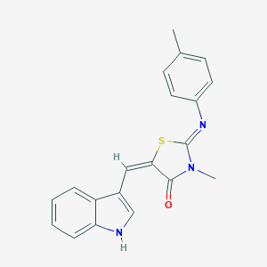 molecular formula C20H17N3OS B306942 (5E)-5-(1H-indol-3-ylmethylidene)-3-methyl-2-(4-methylphenyl)imino-1,3-thiazolidin-4-one 