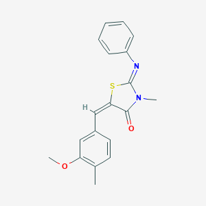 molecular formula C19H18N2O2S B306948 (2E,5E)-5-(3-methoxy-4-methylbenzylidene)-3-methyl-2-(phenylimino)-1,3-thiazolidin-4-one 