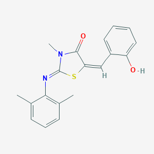 molecular formula C19H18N2O2S B306949 2-[(2,6-Dimethylphenyl)imino]-5-(2-hydroxybenzylidene)-3-methyl-1,3-thiazolidin-4-one 