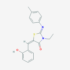 molecular formula C19H18N2O2S B306950 (2E,5E)-3-ethyl-5-(2-hydroxybenzylidene)-2-[(4-methylphenyl)imino]-1,3-thiazolidin-4-one 